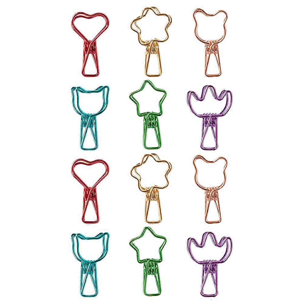 Assorted Color Metal Binder Clips for Document Clamping 12Pcs Office Supply