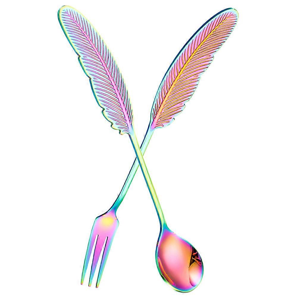 Shape Stainless Steel Serving Cutlery Chic Design Dinner Utensil Kitchen 2Pcs