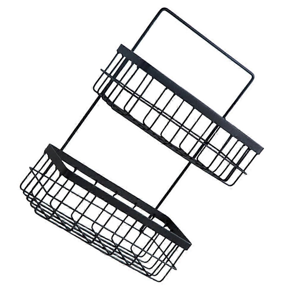 Bathroom Basket Wall Mount Iron Storage Organizer Double Layer Wall Mounted 1Set