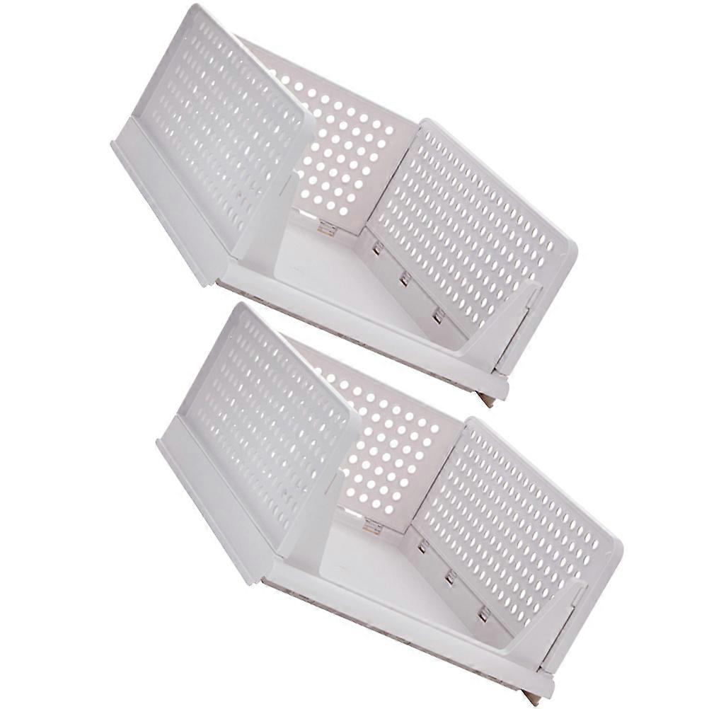 2Pcs Stackable Clothes Holders Drawer Type Closet Organization Rack For Bedroom Use 43X32.3CM White Plastic Ventilation