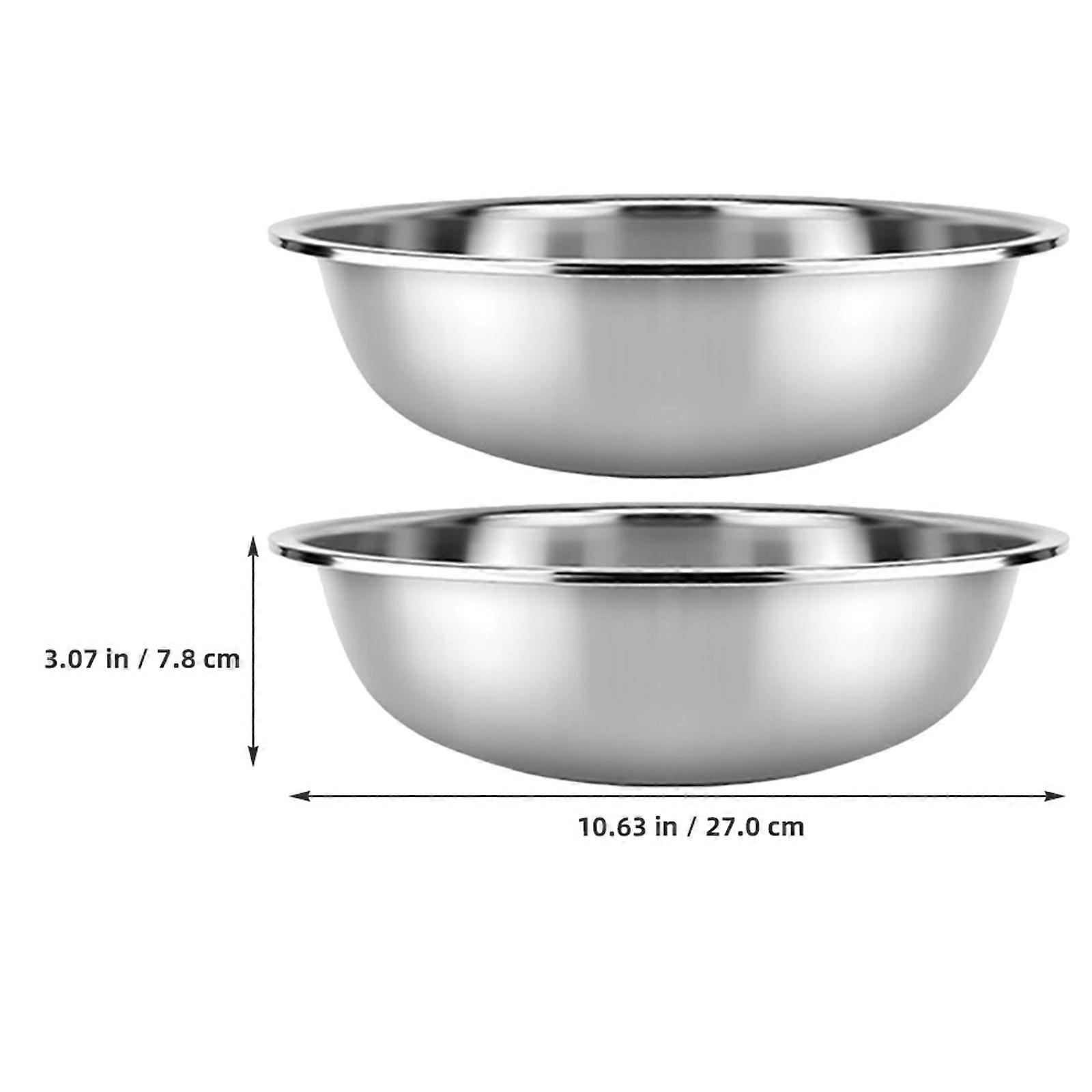 2Pcs Stainless Steel Basin for Kitchen Vegetable Washing and Mixing