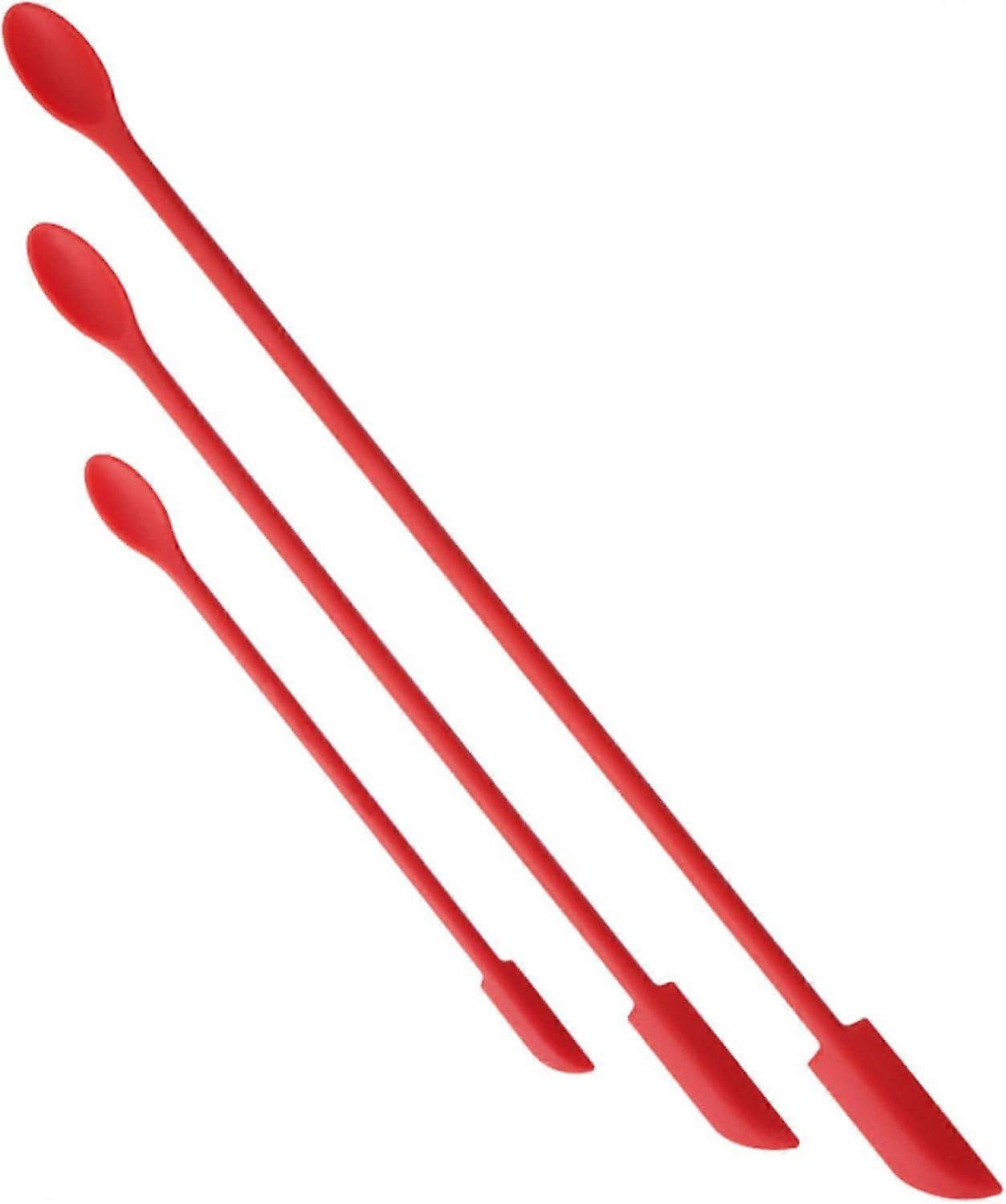 Silicone Spatula Set 3pcs Mini Red Ergonomic Kitchen Utensil Set for Baking Jam and Cake