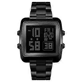 Montre SKMEI 1369 rétro étanche dorée pour homme, bracelet en acier, lumineuse, forme carrée, taille 25-26