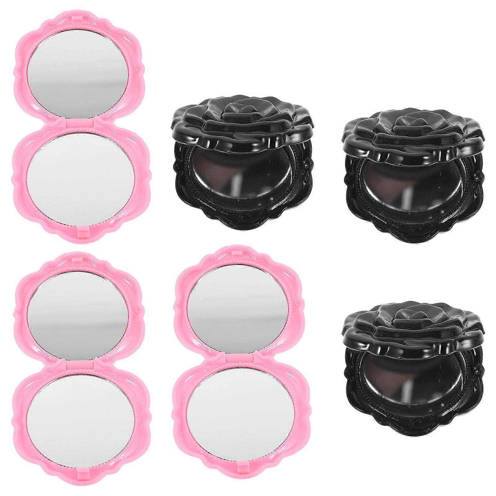 Rose Shape Makeup Mirror Foldable Mirror for Makeup Use 6Pcs Cosmetic Set