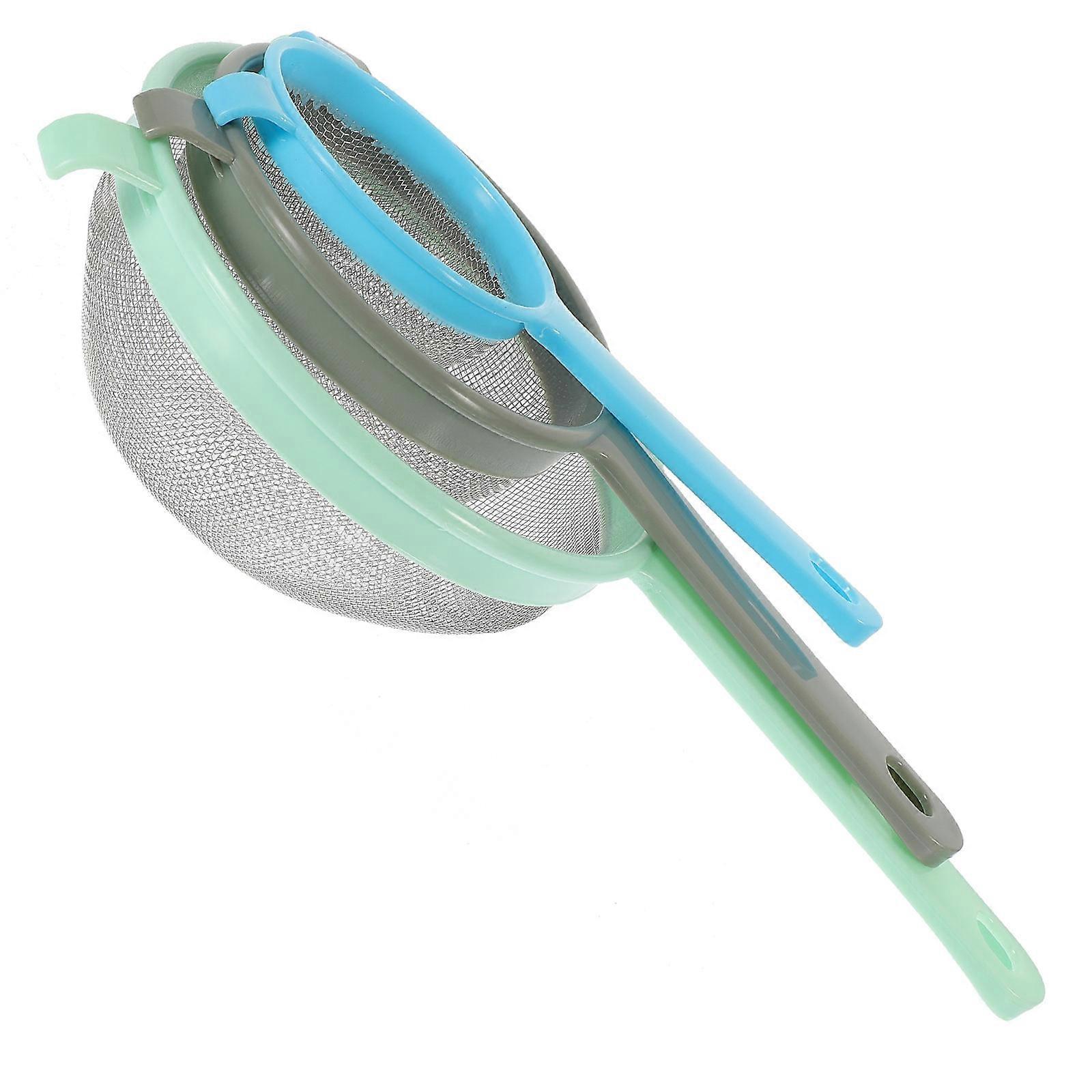 Fine Mesh Flour Sieve Handheld for Baking 3Sets with Mixed Colors