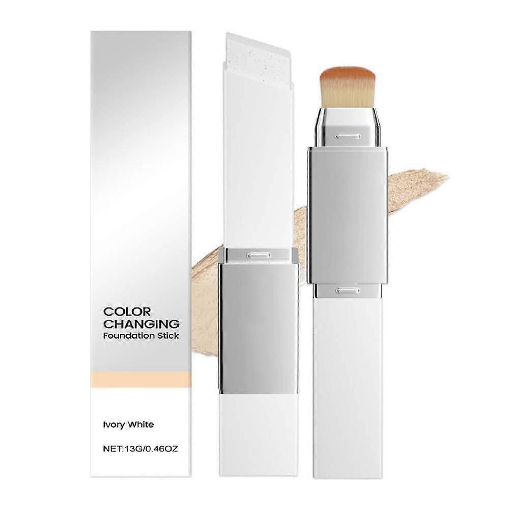 Korean Color Changing Foundation Stick with Brush, Collagen Infused for Dewy Radiant Skin Natural Shade