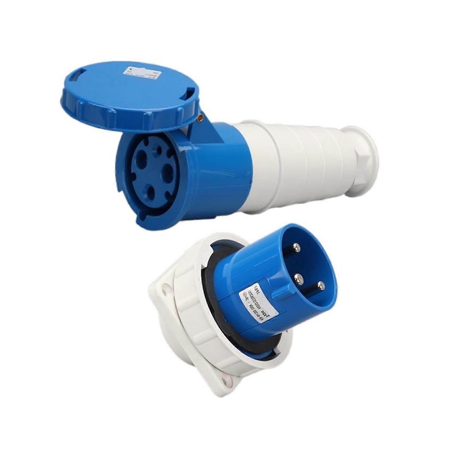 63A 3Core Connector Industrial Aviation Plug Surface Mounted Socket  Current Capacity