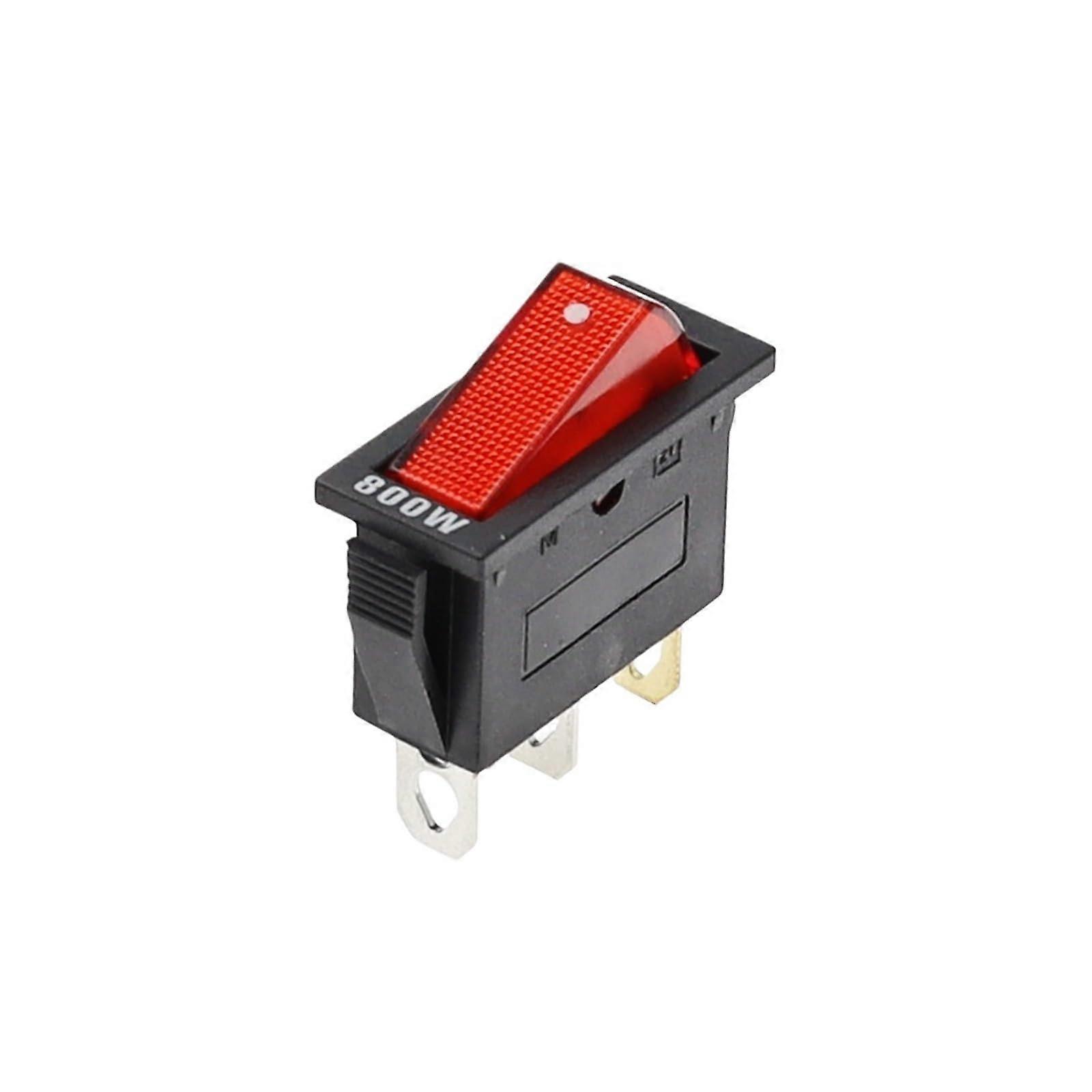 10PCS Red Light 800W KCD3 Rocker Switch, 2 Position Illuminated Electrical Power Control 3 Pin