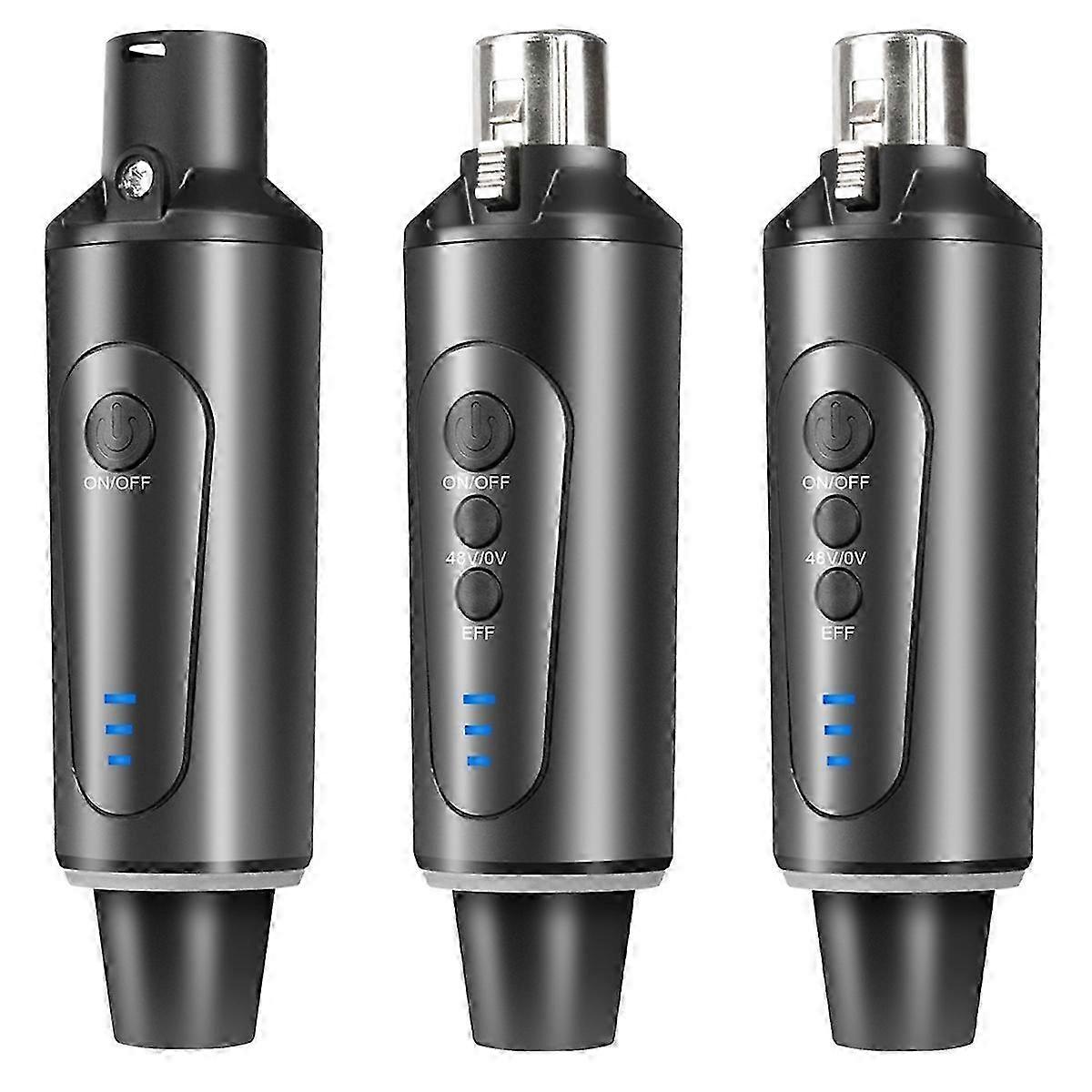 3PCS Wireless Microphone System XLR Microphone Converter Adapter 2.4GHz Transmitter Receiver compati