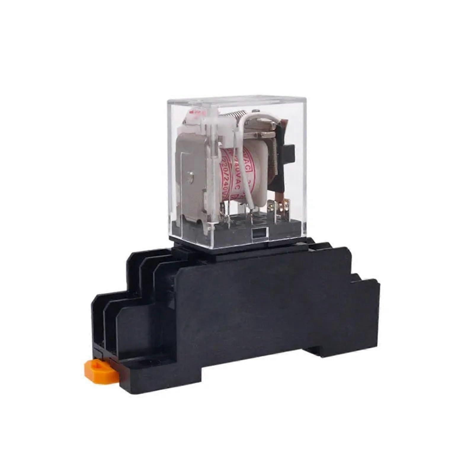 Electromagnetic Intermediate Relay AC220V with LED Indicator and Socket Base, HH53P MY2NJ Compatible