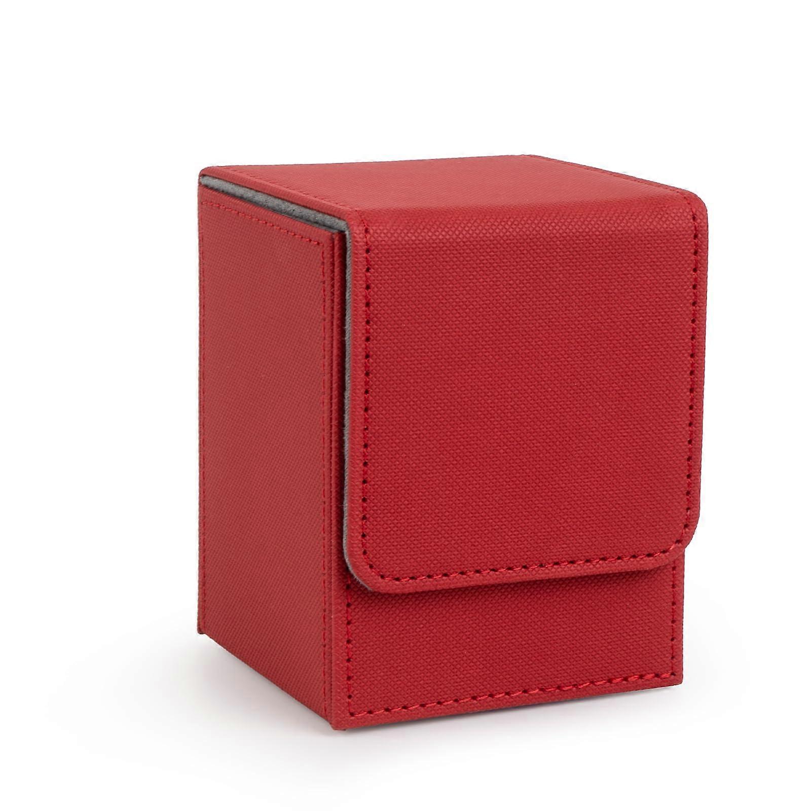 Red Magnetic Trading Card Storage Box with Lock, 100+ Card Capacity Protective Deck Case