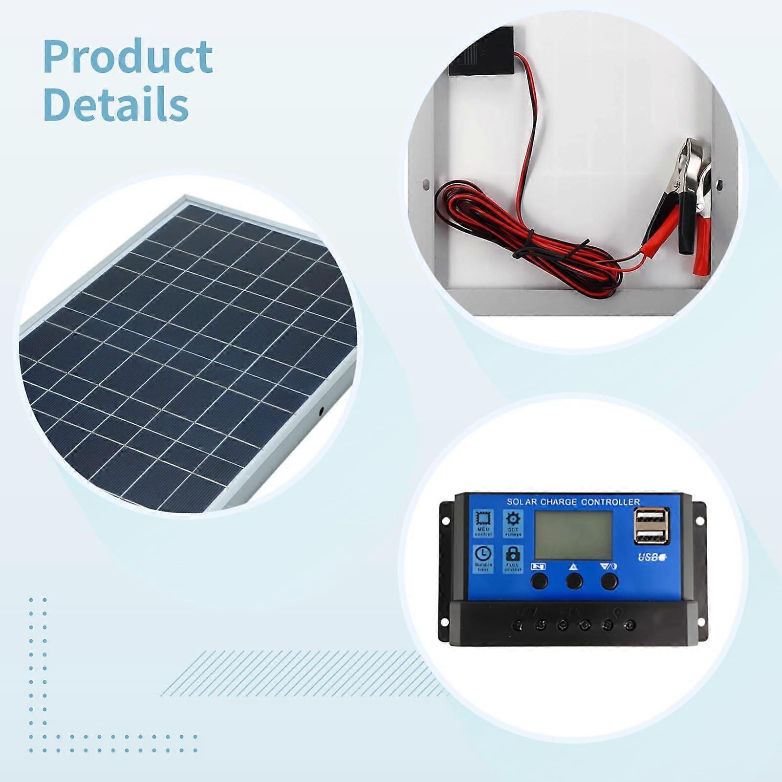 10W Solar Panel with Dual USB Charging, IP65 Waterproof, 12V Battery Compatible for Camping