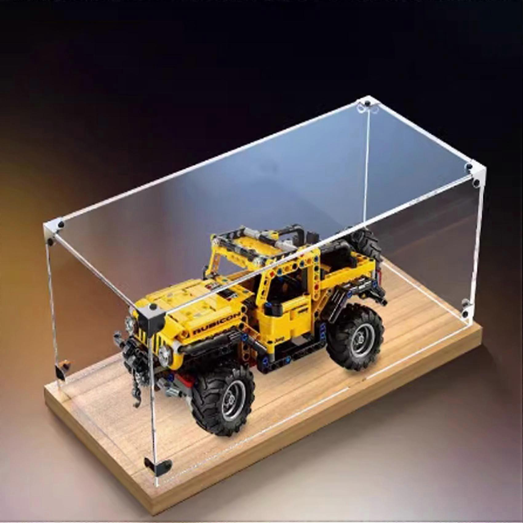Acrylic Display Case for  42122 Buggy, Dustproof Clear Showcase with Elegant Gold Oak Base