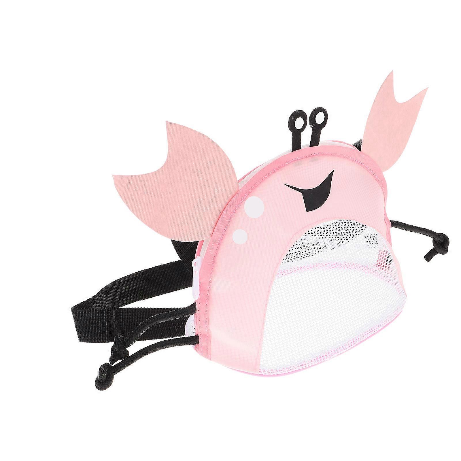 Shell Bags for Beach Creative Crab Shape Mesh Bag in Pink