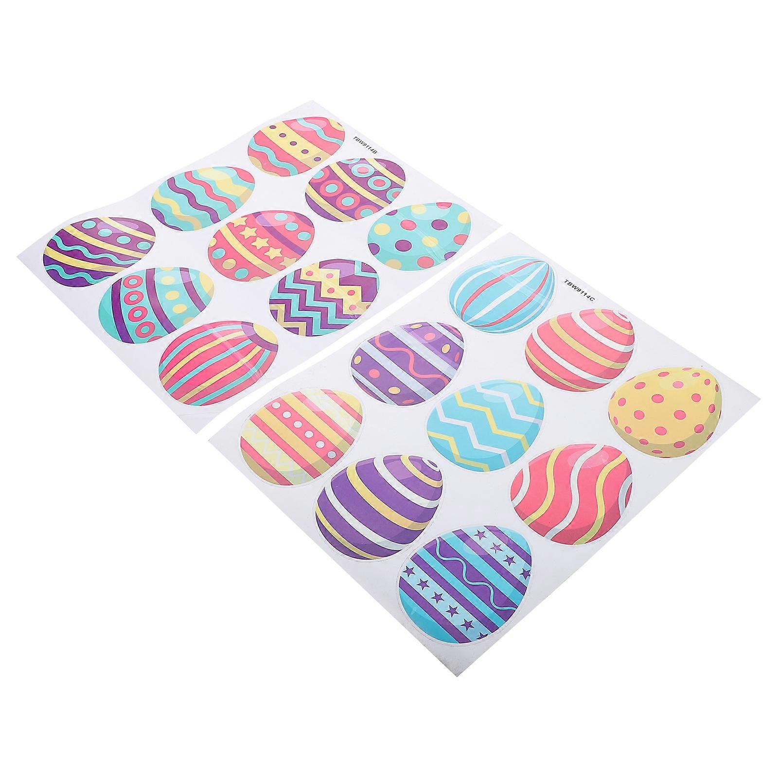 Colorful Easter Egg Wall Stickers for Decor 2 Sheets PVC Material Set