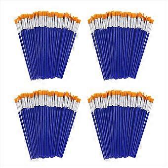 400 stuks platte verfborstels, kleine borstelbulk voor detailschilderen, nylon haarborstels