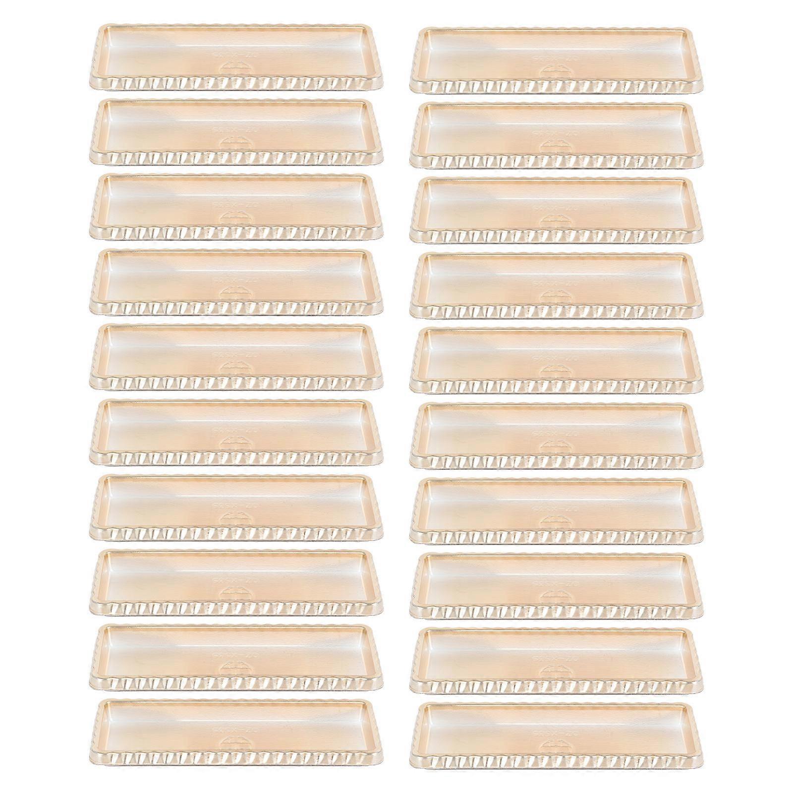 Golden Cake Bases for Cake with 20Pcs Rectangular Delicate Dessert Trays