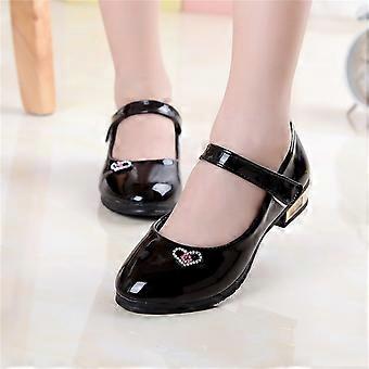 Chaussures Mary Jane pour filles, nœud en cristal, fermeture à scratch, chaussures de scène légères et confortables pour les occasions spéciales (4-14 ans).