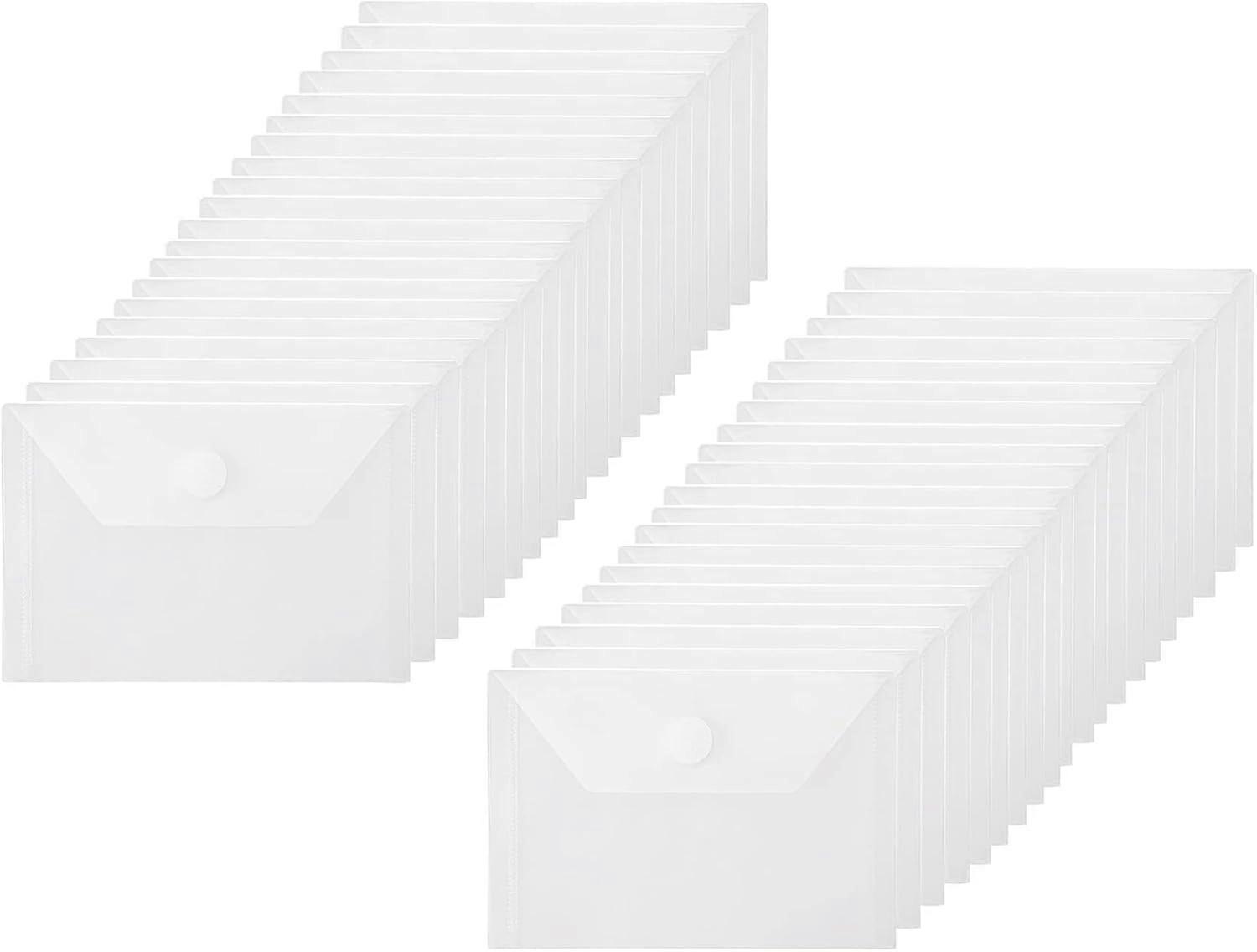 3x5 Plastic Envelopes Hook Loop Closure Coupon Receipt Storage Holder 40 Pack