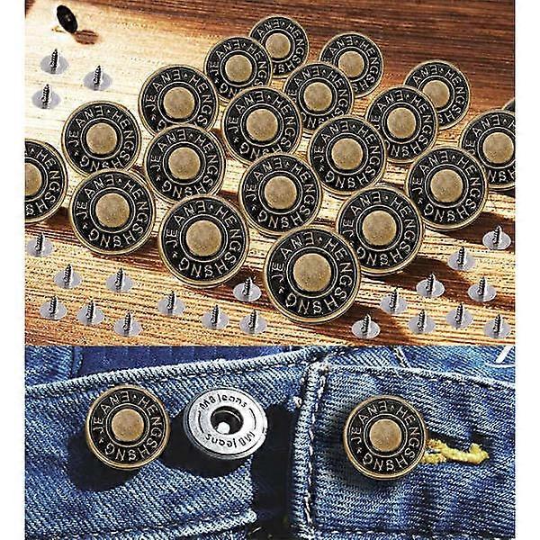 (20 Set 17mm) Removable Buttons for Jeans Button Replacement Sna