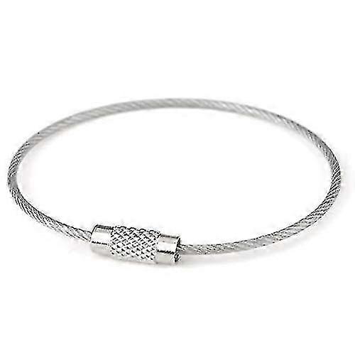Stainless Steel Wire Key Ring with Screw Lock, Durable Cable Rope Loop for Keys & Tools