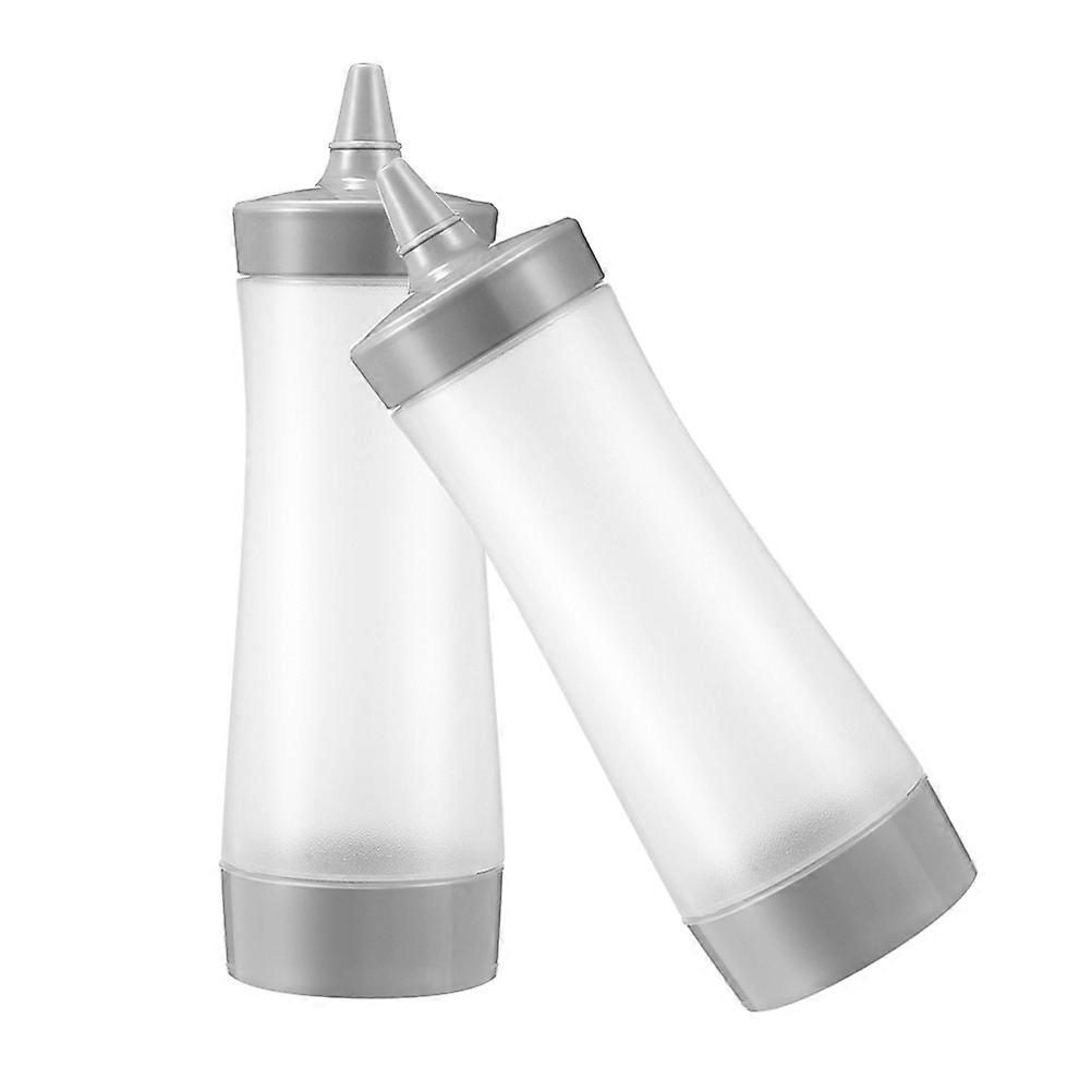 Grey Condiment Bottles PP Sauce Storage Bottles for Kitchen Use 2Pcs