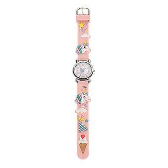 Montre adorable à motif licorne avec bracelet en plastique coloré pour enfants