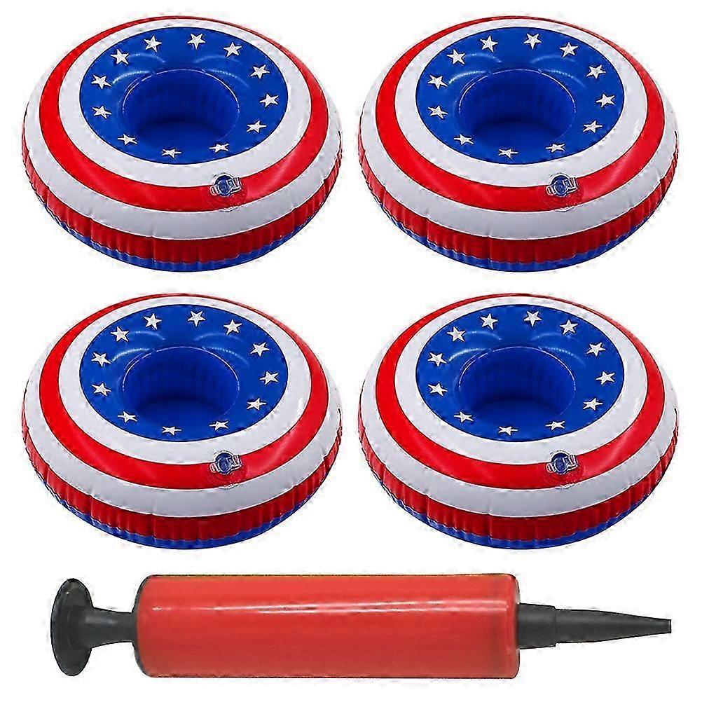 Floating Drink Coaster Star Pattern Cup Holder for 5Pcs Inflatable Blue