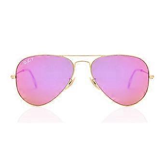 Ray-Ban RB3025 Aviator Flash Lens Polarized 112/1Q Full Rim Matte Gold Unisex Aviator Solglasögon UV2 Polarized Original