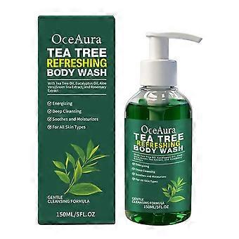 Tea Tree Refreshing Body Wash, naturlig dusjsåpe med tea tree-olje, eukalyptus og aloe vera, dyprensende og fuktighetsgivende for alle hudtyper, 150 ml
