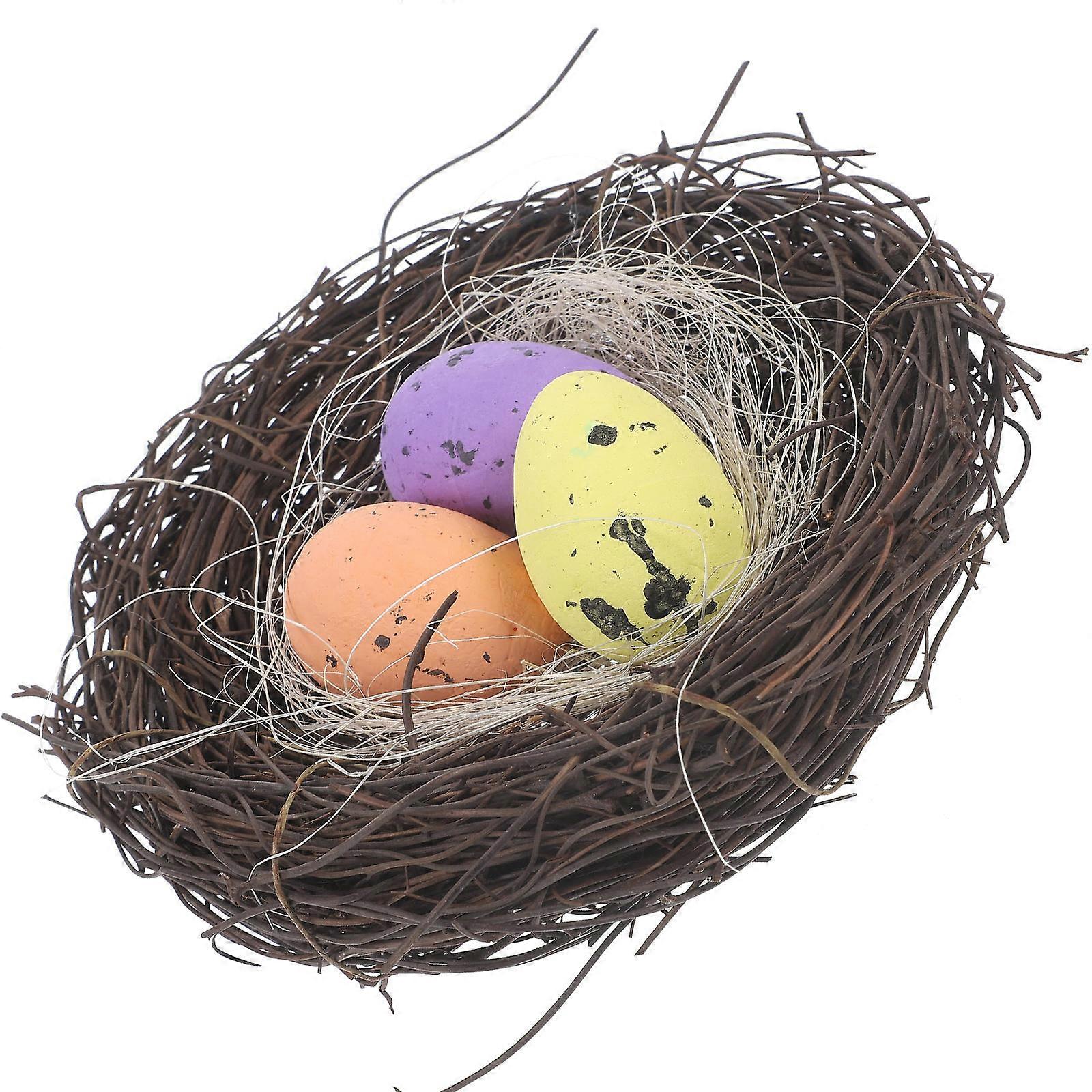 1 Set Simulation Bird Nest Easter Foam Easter Eggs Artificial Bird Nest Easter Decoration