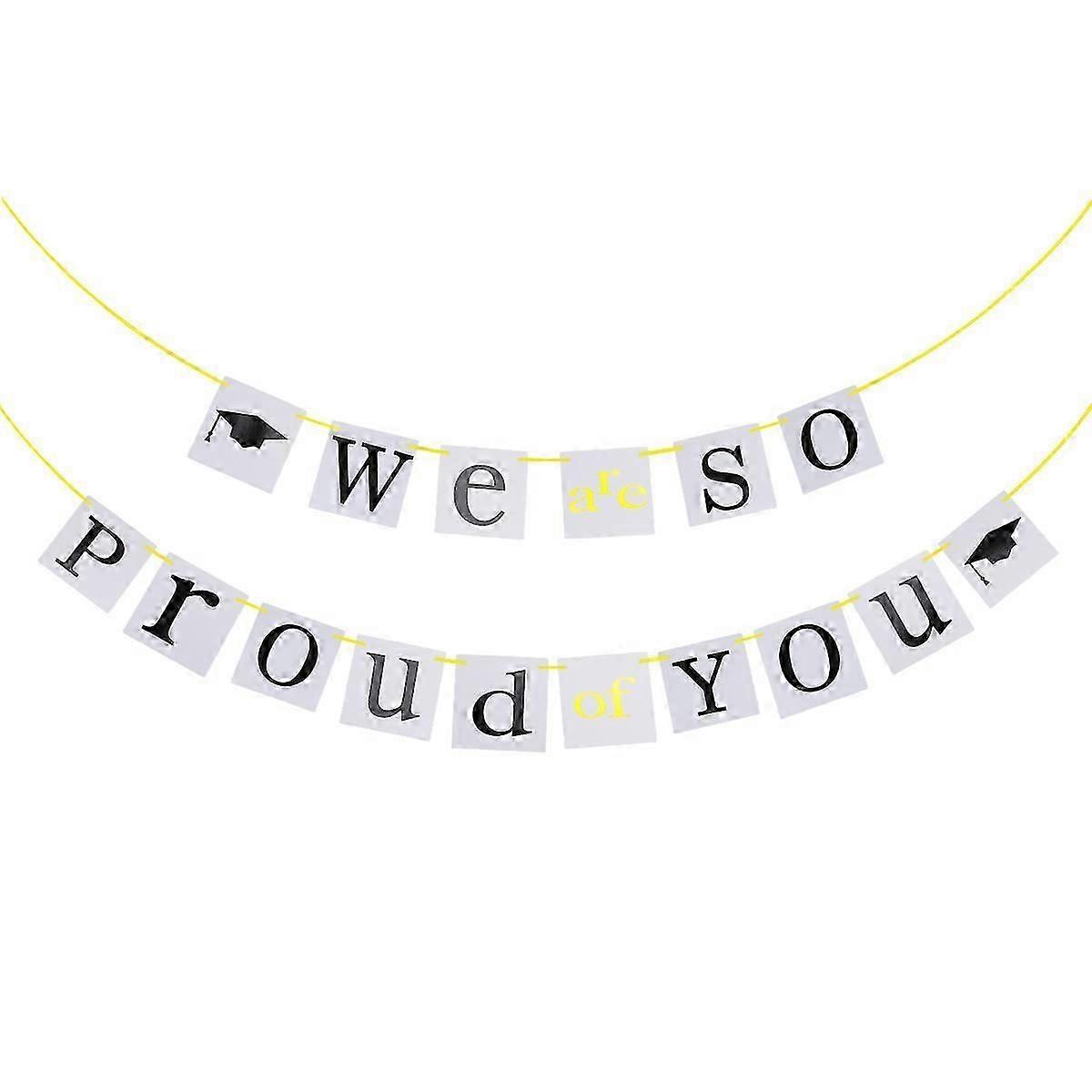 Graduation Banner Wall Hanging, 3-Piece Assorted Set, Reusable Paper for Graduation Party Decorations and Photo Backdrop, Proud of You Design