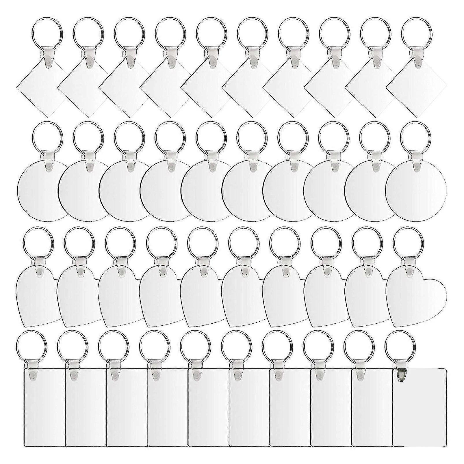 40 Pcs Diy Sublimation Keychains,heat Transfer Keychain With Key Ring