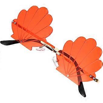 1pcs Fashion Shell Sunglasses Rimless Wave Sunglasses for Men Women Party Unique Sun Glasses, Red