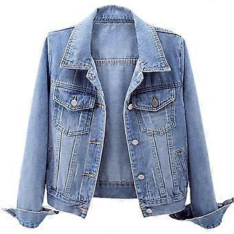 Women's Bride Casual Jean Jacket Distressed Ripped Denim Jacket Coat with Pockets