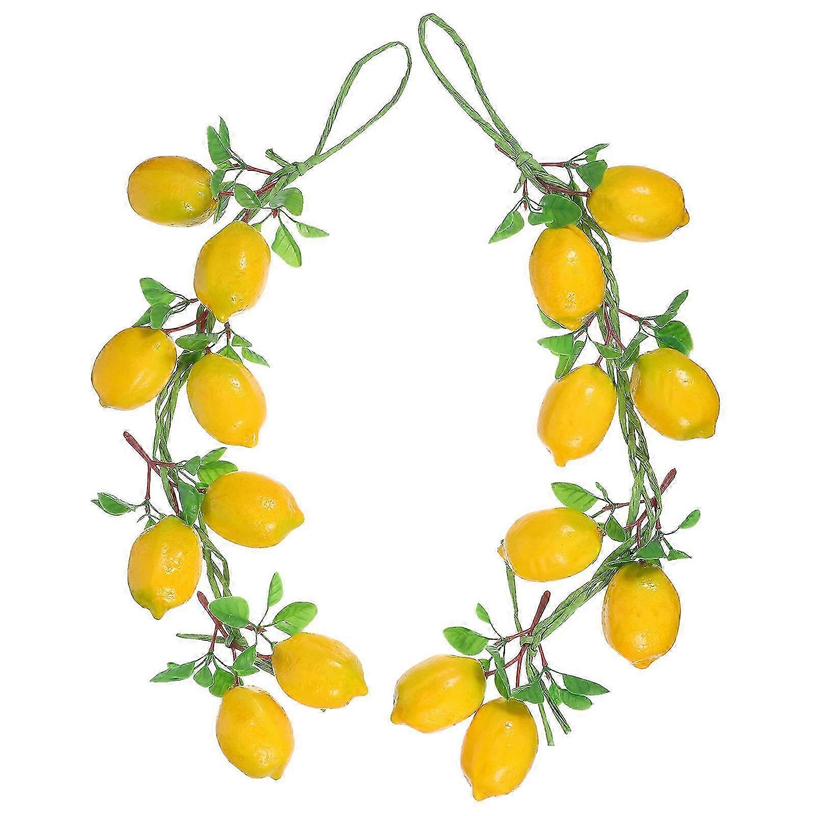 2 Bunches of Simulation Lemon String Decorative Fruit String Party Layout Prop