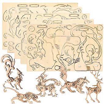5pcs Tier Puzzles Puzzles DIY Holz Puzzle Spielzeug Kinder Tier Puzzles Spielzeug