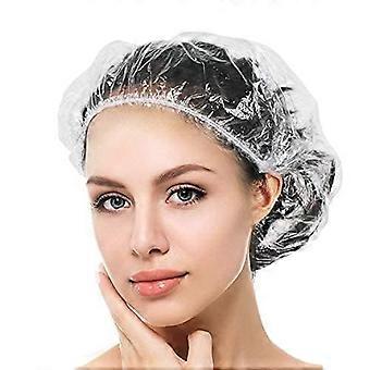 100PCS Disposable Clear Thick Waterproof Plastic Shower Caps for Women, Home & Travel Use