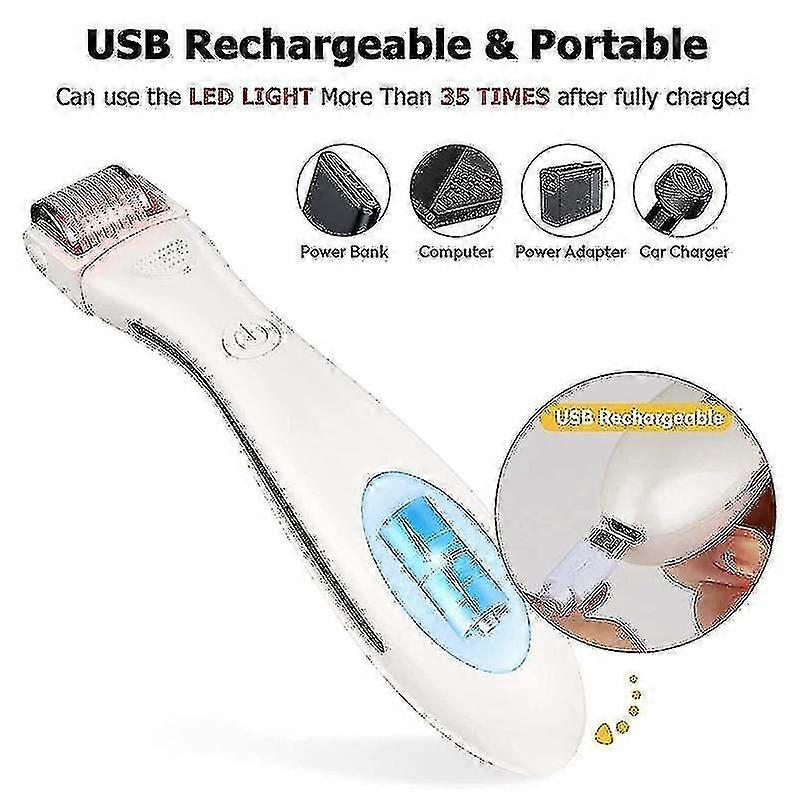 Elektrisk LED-lysterapi Microneedle Derma Roller hudpleieapparat-hvit