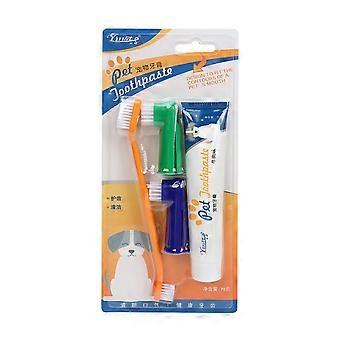 Pet Dental Care Kit - Long-Handle and Finger Brushes for Home Oral Hygiene Routines