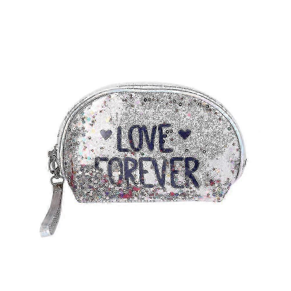 Hmwy-sequin Makeup Bag With Interlayer(22x7.5x14cm)(silver)