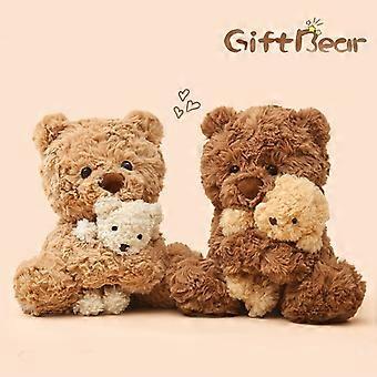 Teddy Plush Toy Holding Small Plush Doll, Soft Interactive Stuffed Animal for Home Decor, Gift for Family and Friends