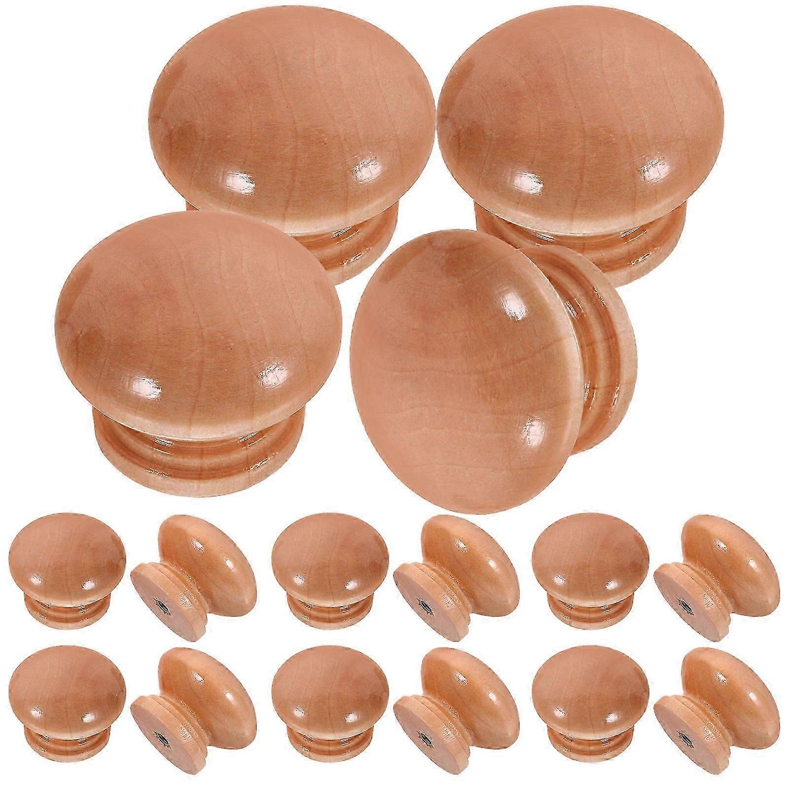 Drawer Pull Handle Wooden Round Knobs for Decor 20Set