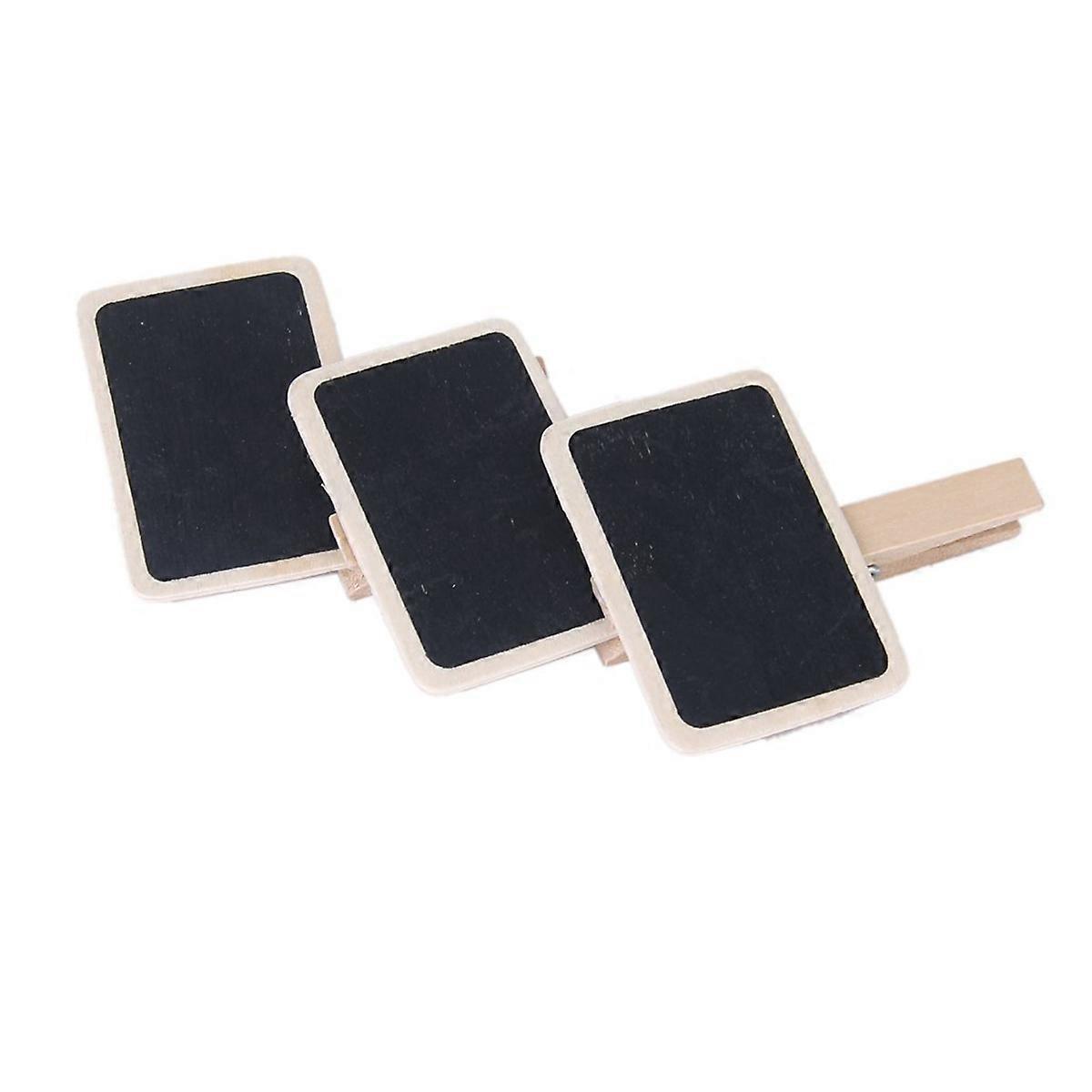 Mini Rectangular Wooden Blackboard Clip for Note Clipping 10Pcs Black