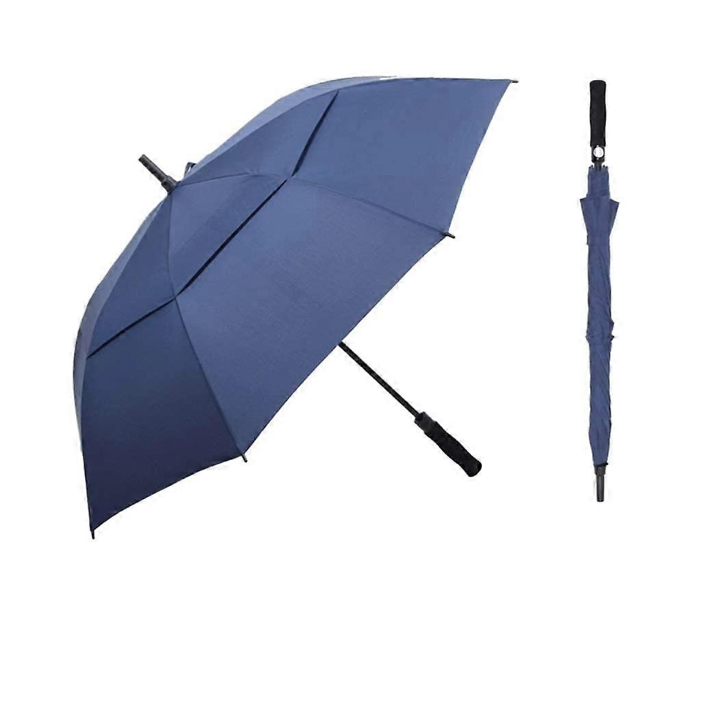 Large Automatic Golf Umbrella 136cm Windproof Double Canopy Vented Waterproof Oversized Design