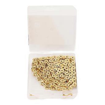 116 Link Bike Speed Chain 9 Speed Hollow Alloy Steel Mountain Bike Chain Replacement for Cycling Gold YMQX)
