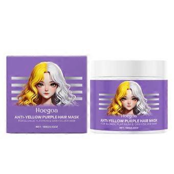 Anti-Yellow Purple Mask for Platinum Gray Hair - Lithospermum Officinale Root Extract & Keratin - All Hair Types 