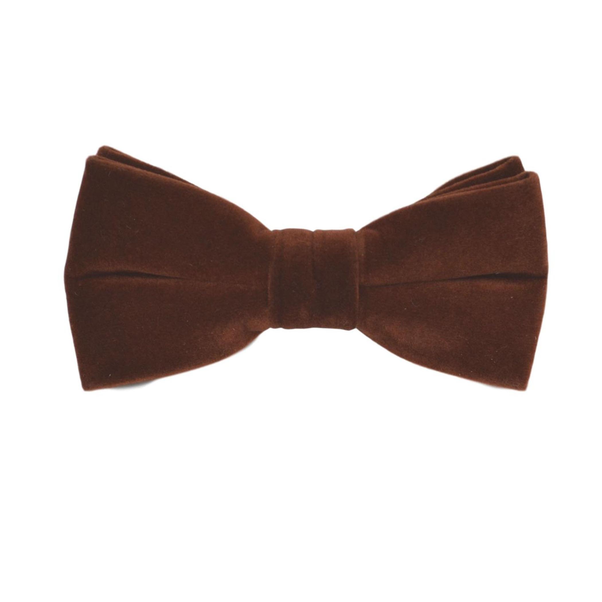 Walnut Brown Velvet Bow Tie &amp; Pocket Square Set