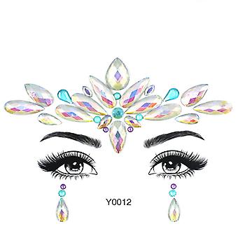 Veeki 1PCS Leuchtende Gesichtsjuwelen Kristall Glitzer Aufkleber, Make-up Grün Halloween Regenbogen Tränen leuchten in dunklen Rave-Accessoires
