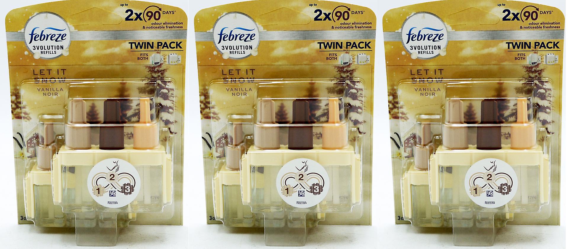 6 x 20ml Febreze 3Volution Plug in refill Let it snow Vanilla Noir